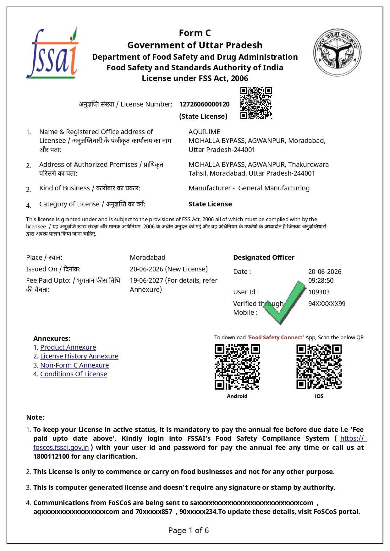 FSSAI Certificate